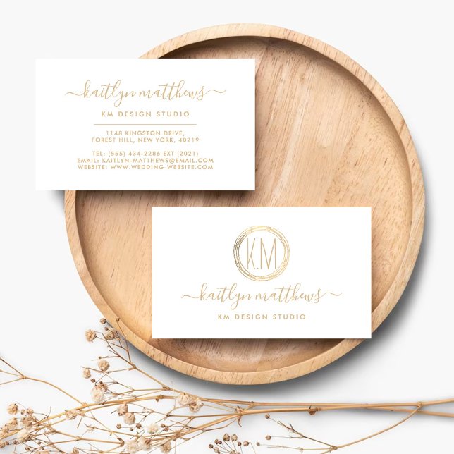 Abstrakte Gold Circle Monongram Business Card Visitenkarte (Von Creator hochgeladen)