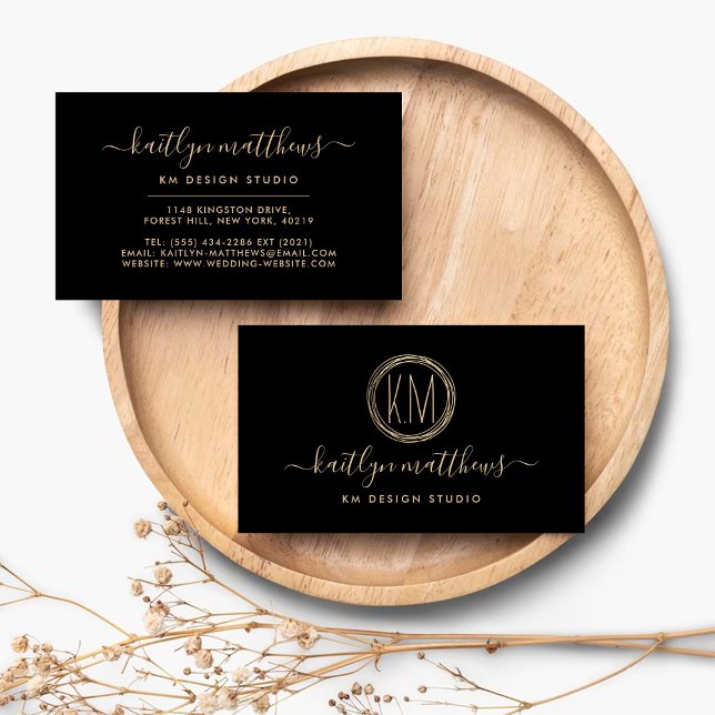 Abstrakte Gold Circle Monongram Business Card Visitenkarte (Von Creator hochgeladen)