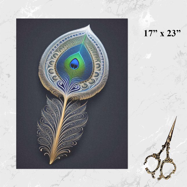 Abstrakte Gold Pfauenfeder Illustration Groß Seidenpapier (Von Creator hochgeladen)