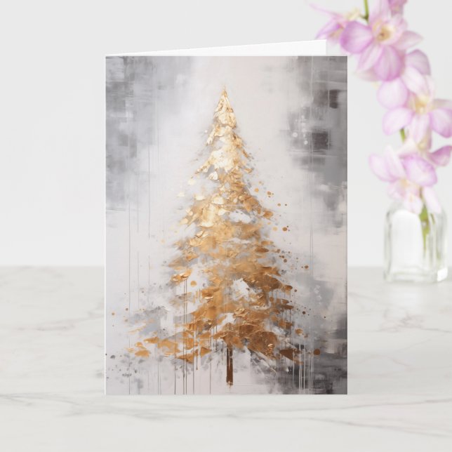 Abstrakte Gold Tree Weihnachtskarte Karte (Orchidee)