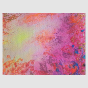 ABSTRAKTE GOLD-WIRBEL ,PINK FUCHSIA RED BLUE FLORA SEIDENPAPIER