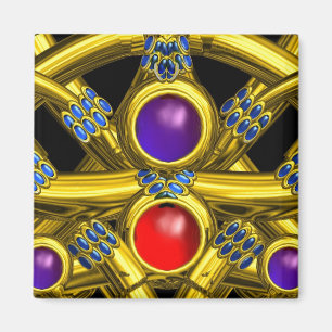 ABSTRAKTE GOLD-ZELLTIKKNOTEN MIT FARBEN GEMSTONS MAGNET