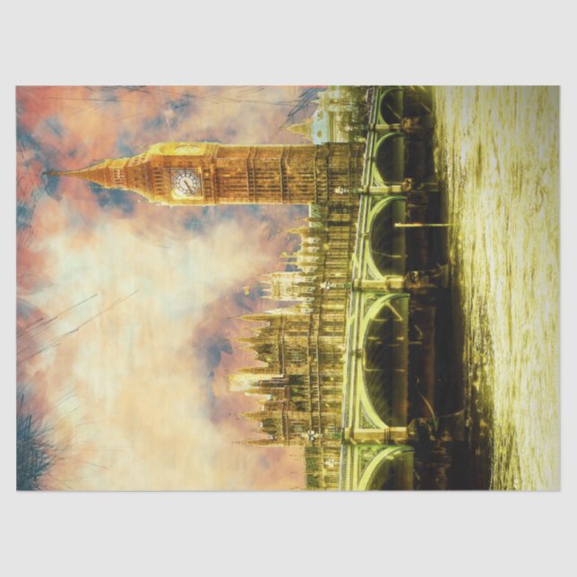 Abstrakte Golden Westminster Bridge in London Seidenpapier (Vorderseite)