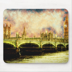 Abstrakte Golden Westminster-Brücke in London Mousepad