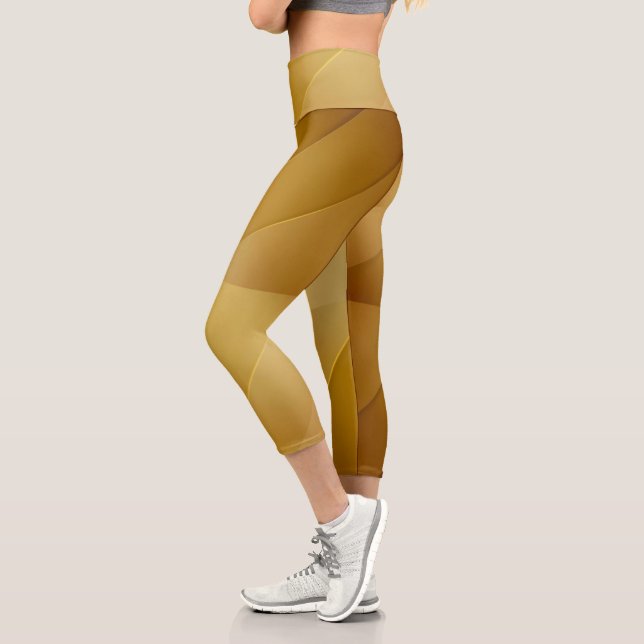 Abstrakte goldene diagonale Schichten Luxus-Kunst Capri Leggings (Links)