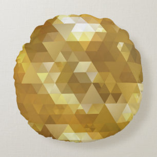 Abstrakte Goldene Dreiecksstruktur Rundes Kissen