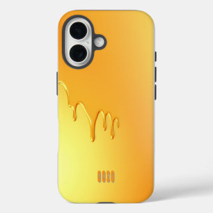 Abstrakte goldene Flüssigkeit tropft iPhone 16 Hülle
