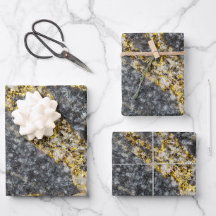 Abstrakte goldene funkelnde felsige Textur Geschenkpapier Set