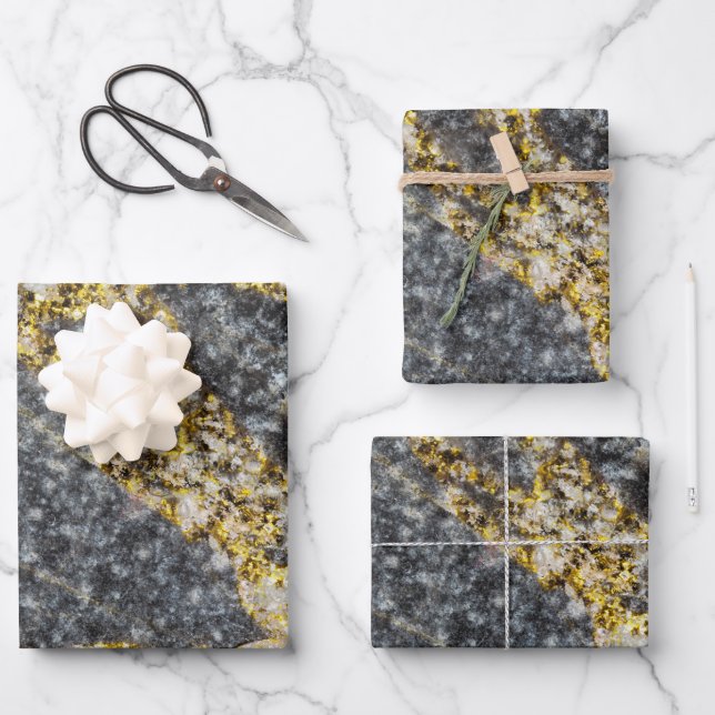 Abstrakte goldene funkelnde felsige Textur Geschenkpapier Set (Vorderseite)