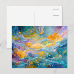Abstrakte goldene Lotus-Schwebeblumen  Postkarte