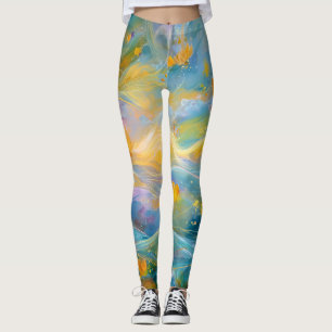 Abstrakte goldene Lotus-Schwimmblumen  Leggings