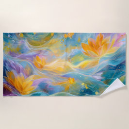 Abstrakte goldene Lotus-Schwimmblumen Strandtuch