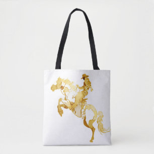Abstrakte goldene Pferd und Reiter