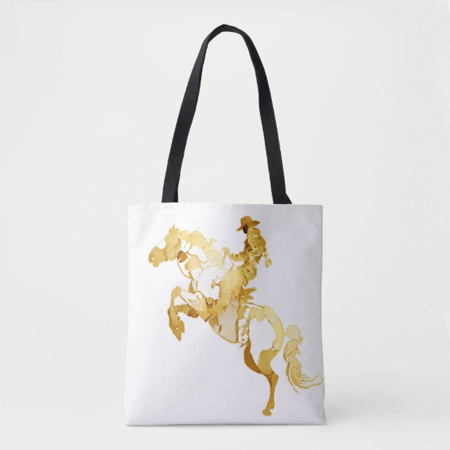 Abstrakte goldene Pferd und Reiter (Vorderseite)