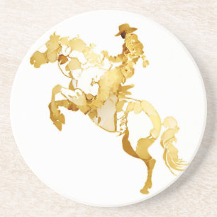 Abstrakte goldene Pferd und Reiter Getränkeuntersetzer