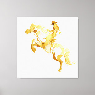 Abstrakte goldene Pferd und Reiter Leinwanddruck