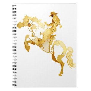 Abstrakte goldene Pferd und Reiter Notizblock