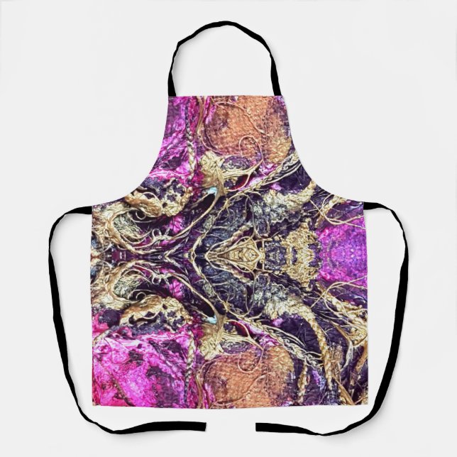 Abstrakte goldene Seile und schwarz-rosa gefärbte  Schürze (Vorderseite)