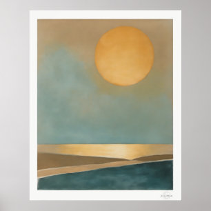 Abstrakte goldene Sonnensegel, ruhiger Meereshoriz Poster