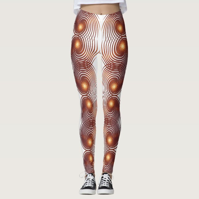 Abstrakte goldene Spirale Leggings (Vorderseite)