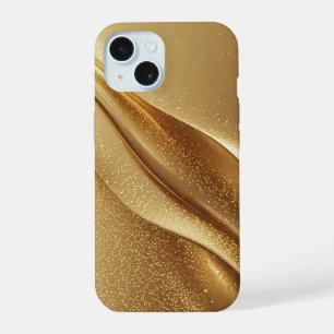 Abstrakte goldene Wellen mit funkelndem Glitter iPhone 15 Hülle