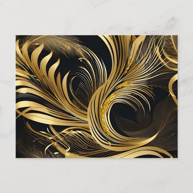 Abstrakte Goldene Wirbel Postkarte (Vorderseite)
