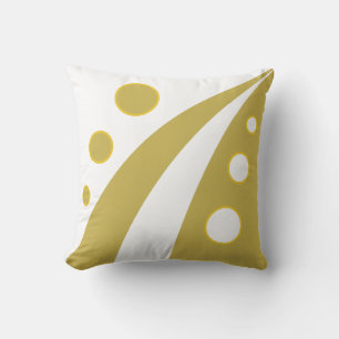 Abstrakte, goldfarbene und weiße Wellen mit Kreise Kissen