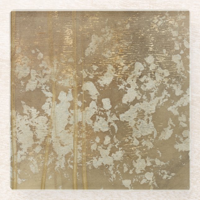 Abstrakte Goldmalerei mit silbernen Tupfen Glasuntersetzer (Vorderseite)