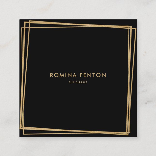 Abstrakte Goldschmiederahmen Moderne Berufliche Quadratische Visitenkarte (Vorderseite)