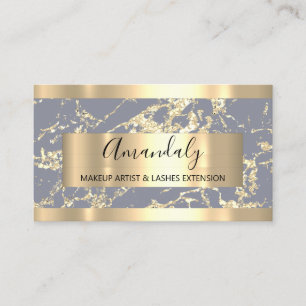Abstrakte Goldstriche Rahmen Marble Grau Blau  Visitenkarte