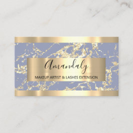 Abstrakte Goldstriche Rahmen Marmor Smoky Blau Visitenkarte