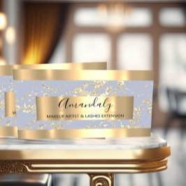 Abstrakte Goldstriche Rahmen Marmorpastel blau Visitenkarte