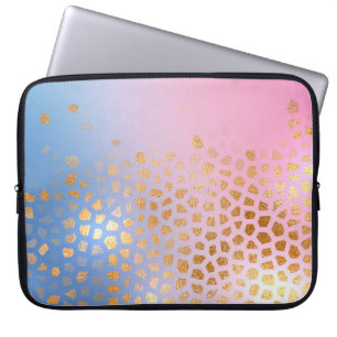Abstrakte Goldwabenkolben auf blaurosa Farbskala Laptopschutzhülle