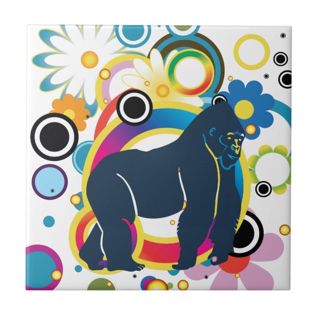 Abstrakte Gorilla Keramik Tile Fliese (Vorderseite)