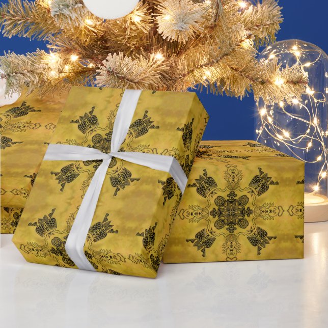 Abstrakte Goth Tribal Line Zeichnend Wiederholungs Geschenkpapier (Feiertage)