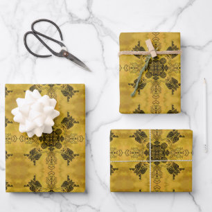 Abstrakte Goth Tribal Line Zeichnend Wiederholungs Geschenkpapier Set