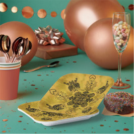 Abstrakte Goth Tribal Line Zeichnend Wiederholungs Pappteller