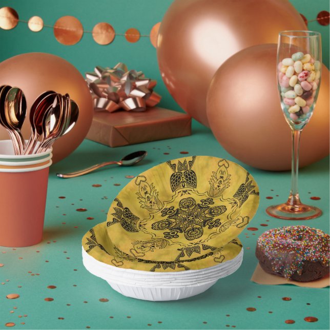 Abstrakte Goth Tribal Line Zeichnend Wiederholungs Pappteller (Multi)