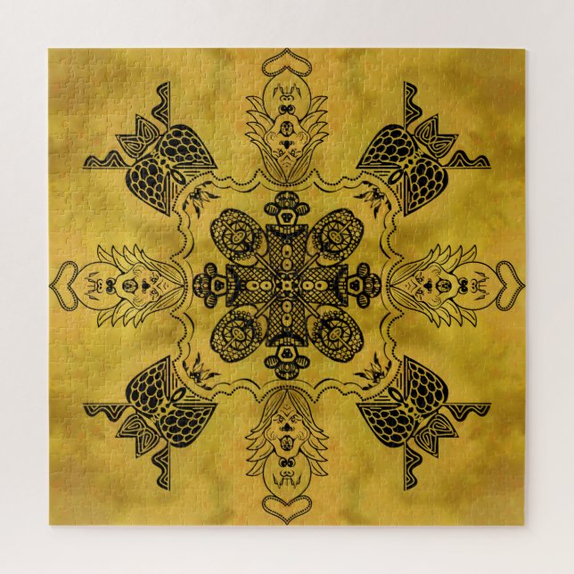 Abstrakte Goth Tribal Line Zeichnend Wiederholungs Puzzle (Vertikal)