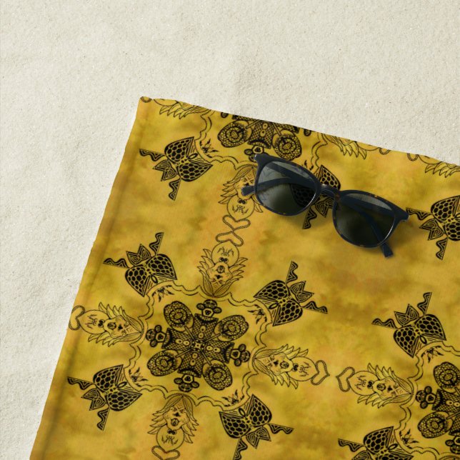 Abstrakte Goth Tribal Line Zeichnend Wiederholungs Strandtuch (Beispiel)