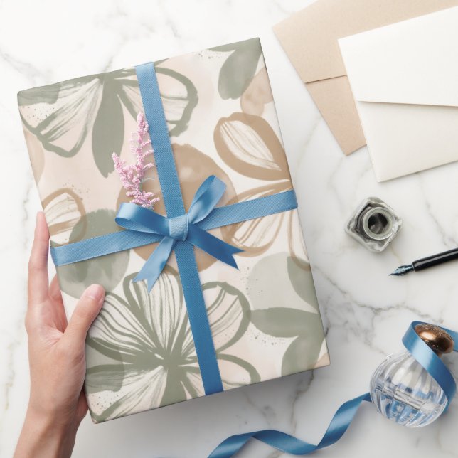 Abstrakte Gouache-Blumenkomposition Geschenkpapier (Schenken)