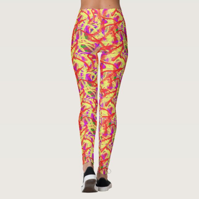 Abstrakte Graffiti Bright Brush Painting Leggings (Rückseite)
