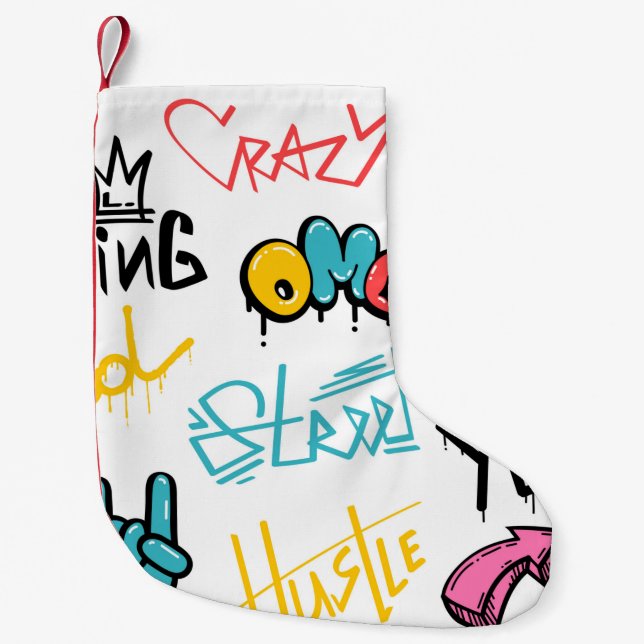 Abstrakte Graffiti-Buchstaben mit g Kleiner Weihnachtsstrumpf (Vorderseite)