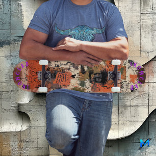 Abstrakte Graffiti-Inspirierte Abstrakte erdige Tö Skateboard