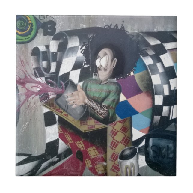 Abstrakte Graffiti-Kunst Fliese (Vorderseite)