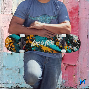 Abstrakte Graffiti-Pop-Art - Live to Ride-Motto Skateboard