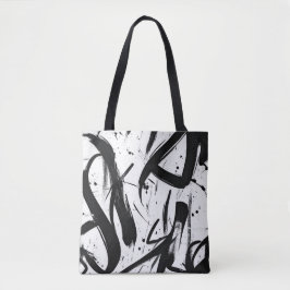 Abstrakte Graffiti Tote Bag - Dicke Schwarz & Weiß