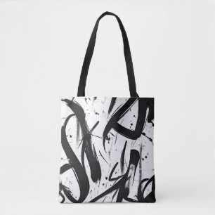 Abstrakte Graffiti Tote Bag - Dicke Schwarz & Weiß