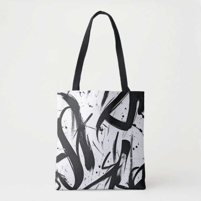 Abstrakte Graffiti Tote Bag - Dicke Schwarz & Weiß (Vorderseite)