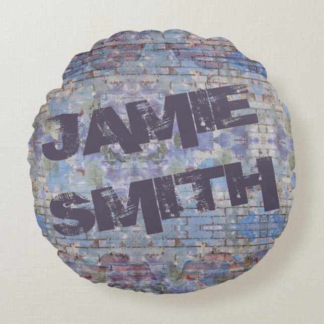 Abstrakte Graffiti Wall Street Art Rundes Kissen (Vorderseite)